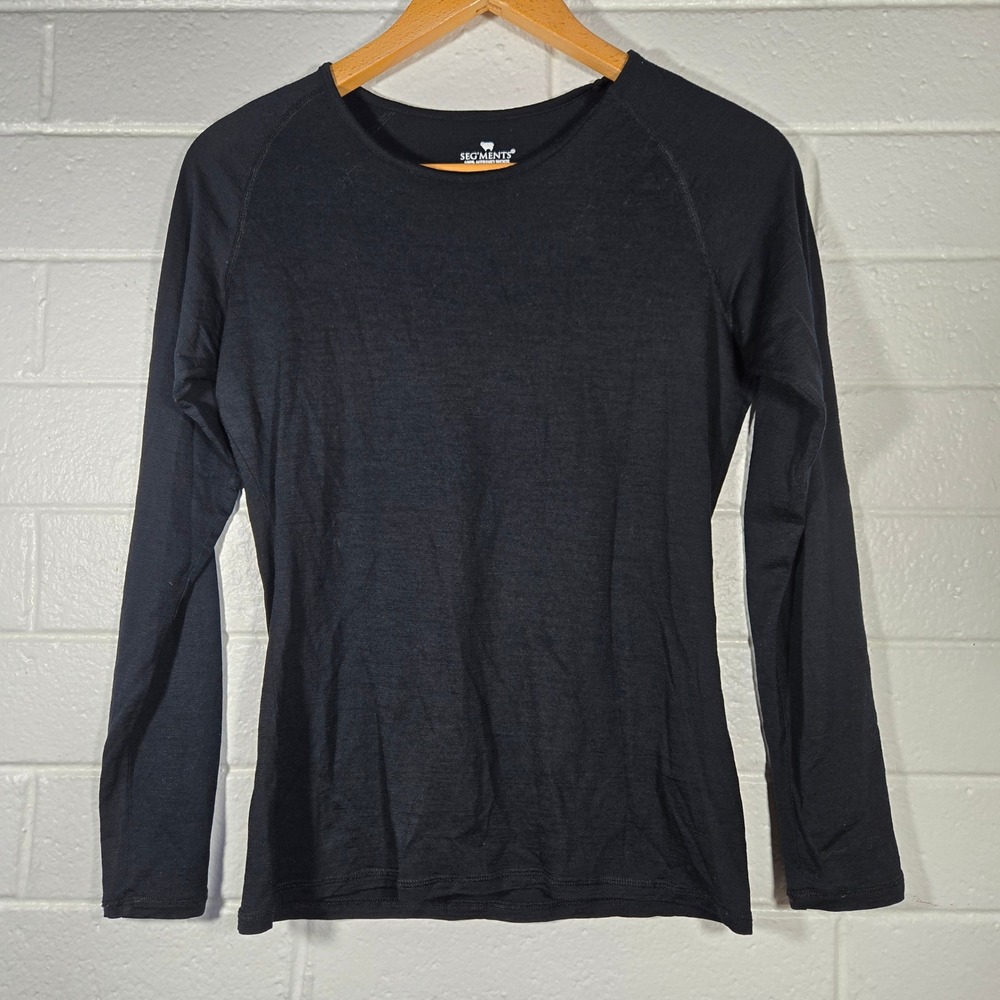 Segments Merino Wool Top Large Black Long Sleeve Base Layer Woolmark Ski